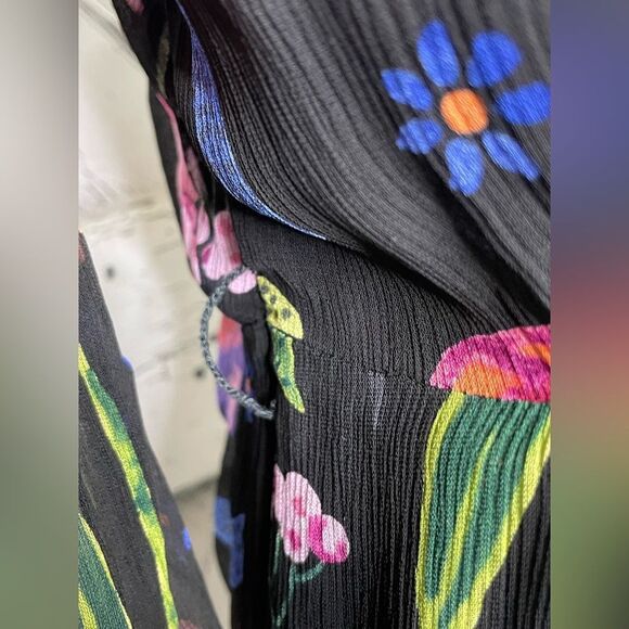 Baum Und Pferdgarten Dress Wrap-Effect Floral Print Georgette Mini Size 34 - Picture 9 of 13